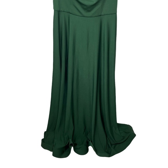 La Femme Off The Shoulder Jersey Fit & Flare Gown Green Dress Size 16 Formal - Picture 5 of 11